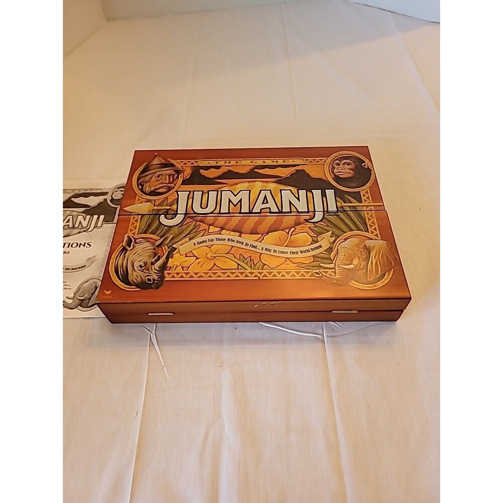JUMANJI The Game Wooden Box Deluxe Edition Board Game Not Complete
